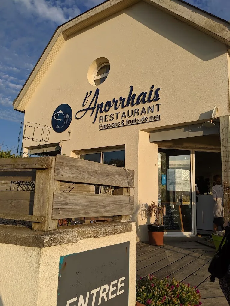 Plateau de langoustines servies à L'Aporrhais avec vue sur l'océan en arrière-plan